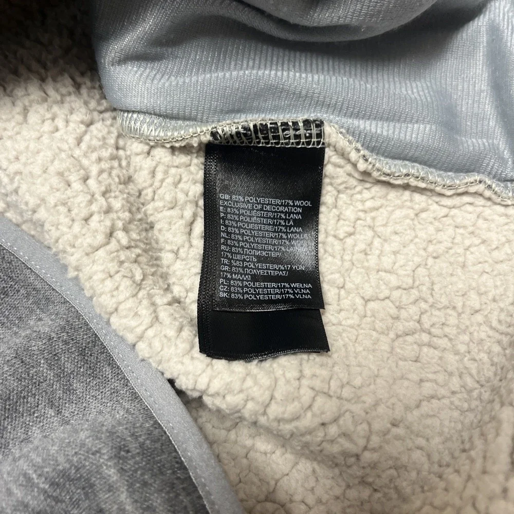 The North‎ Face Wool Sherpa Gray Fleece Lined Quarter Snap Pullover Men's Medium